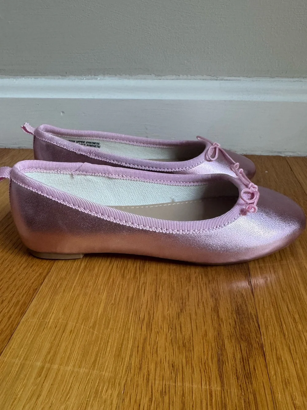 J. Crew Metallic Pink Girls' Ballet Flats with Bow